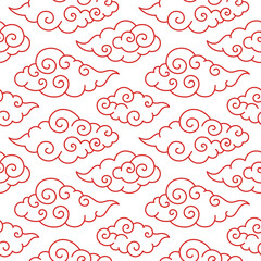 Vector seamless pattern with clouds in Chinese style - 670987918