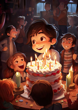  Charming Birthday Cake Celebration Illustration
