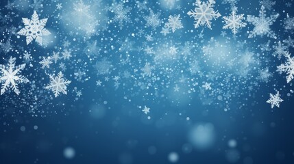 Christmas background with snowflakes and bokeh lights.