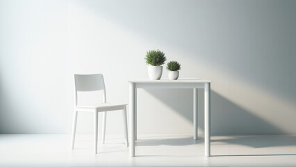 Tableland chair in white minimalist style interior design