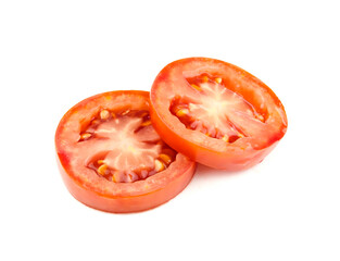 Slices of tomato isolated on white background