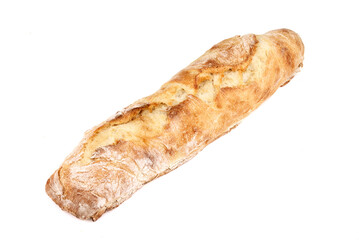 freshly baked baguette isolated on white background