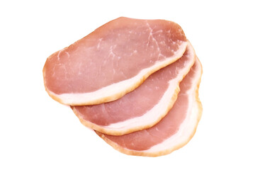 Sliced ham on white background