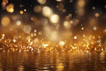 Obraz na płótnie Canvas Abstract image of festive gold glitter as a background. The image can be used as a background for a banner, for greeting cards for the New Year or other holidays.
