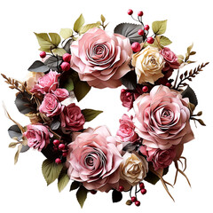 3d realistic wedding wreaths with decorations concept