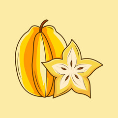 slice of star fruit vector illustration