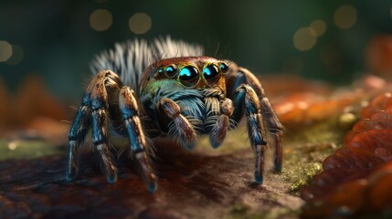 A close-up illustration of a magnificent spider and all the beauty of its colorfulness and uniqueness as an insect
