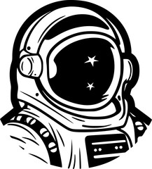 Naklejka premium Astronaut - Black and White Isolated Icon - Vector illustration
