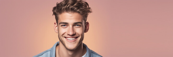 Fototapeta premium Hundsome American good man nice fashion half body eye contact an