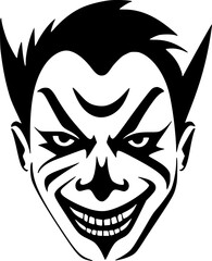Clown - Black and White Isolated Icon - Vector illustration