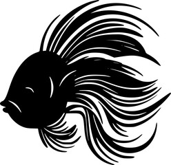 Fish - Black and White Isolated Icon - Vector illustration - obrazy, fototapety, plakaty