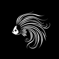Naklejka premium Fish - Black and White Isolated Icon - Vector illustration