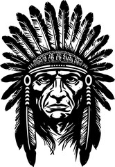 Indian Chief | Minimalist and Simple Silhouette - Vector illustration