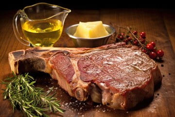 t-bone steak with grill marks and melting butter