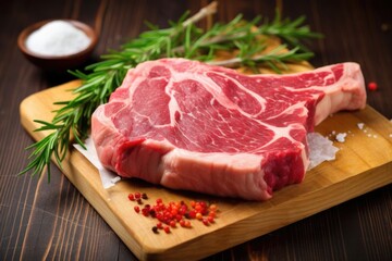 close-up of juicy t-bone steak with precisly marked stripes
