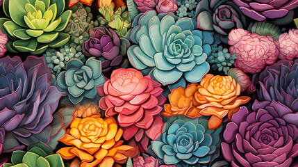 Vibrant succulents arrangement with rosette patterns