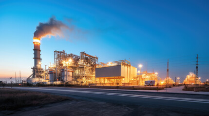 Obraz premium Combined cycle power plant at twilight