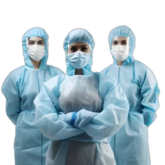 Fotobehang hospital staff in protective gear isolated on transparent or white background, png © Никита Жуковец