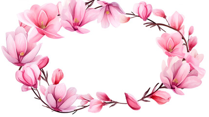 Fototapeta premium Natural vintage greeting card with pink magnolia. Valentine's day, mother's day, women's day concept. Flat lay, top view, copy space