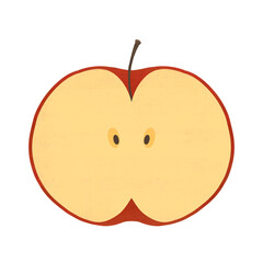 Illustration of a cross-section of an apple cut in half.