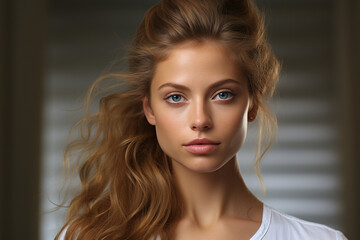 Model woman with blond hair. 