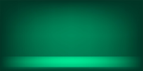 Green studio room background. Used as background for display or advertise your products. Vector illustration.