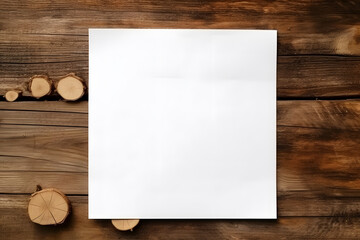 a white blank sheet of paper lying on wood
