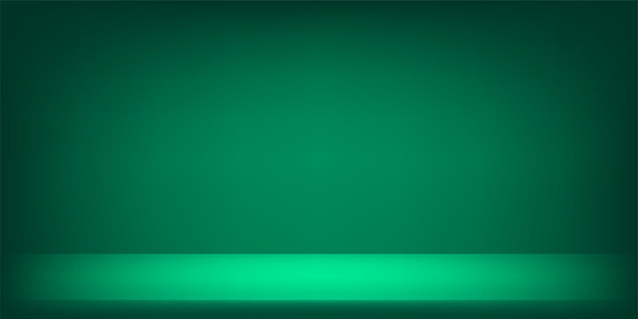 Green studio room background. Used as background for display or advertise your products. Vector illustration.