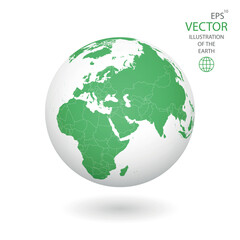 Earth illustration. Each country has its own autonomous border and background color fill, which gives the opportunity to select the desired part from the rest of the content. Objects are isolated.
