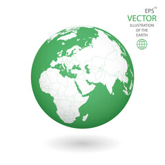Earth illustration. Each country has its own autonomous border and background color fill, which gives the opportunity to select the desired part from the rest of the content. Objects are isolated.