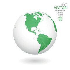 Earth illustration. Each country has its own autonomous border and background color fill, which gives the opportunity to select the desired part from the rest of the content. Objects are isolated.