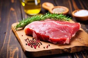 Fototapeta premium raw tuna steak arrayed with white sesame seeds