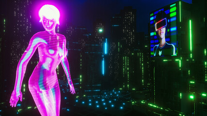 Fototapeta na wymiar a futuristic cyberpunk city(3d rendering)
