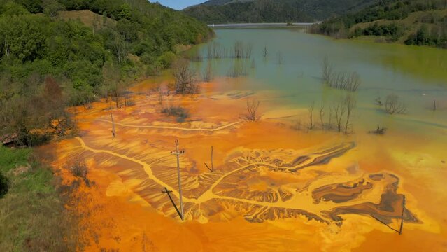 Aerial, Toxic Lake Of Geamana, Romania