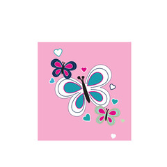 cute butterfly pink print vector art.