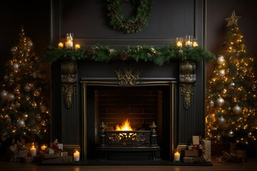 暖炉とクリスマスツリー02