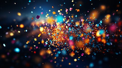 Fototapeta premium background for text. baubles and cut large confetti and balloons perfect to have as a card . created by ai