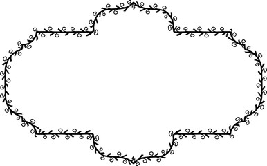 Spiral leaves Branch Rectangle Frame laurel wreath silhouette black horizontal vintage frames flower floral leaf border Botanical Branches ornate leaf Elements design border retro badge decoration iso