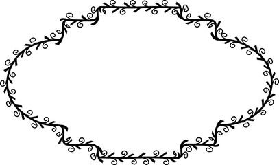 Spiral leaves Branch Rectangle Frame laurel wreath silhouette black horizontal vintage frames flower floral leaf border Botanical Branches ornate leaf Elements design border retro badge decoration iso