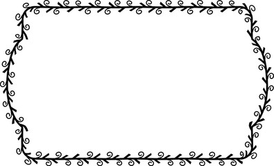 Spiral leaves Branch Rectangle Frame laurel wreath silhouette black horizontal vintage frames flower floral leaf border Botanical Branches ornate leaf Elements design border retro badge decoration iso