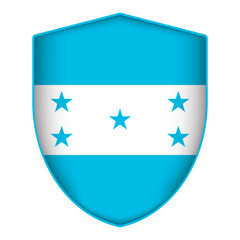 Honduras flag in shield shape. Vector illustration.
