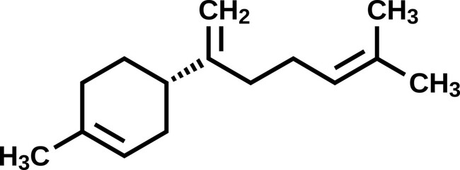 Beta-bisabolene structural formula, vector illustration 