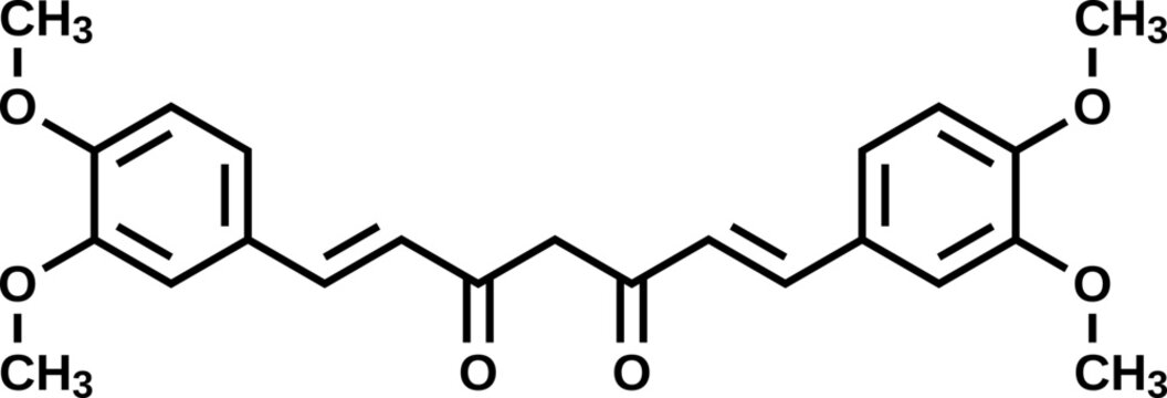 Dimethoxycurcumin structural formula, vector illustration