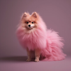 Obraz premium Pomeranian dog pink animal cute pet