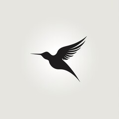 illustration of modern minimalist logo of a hummingbirds black vector, Generative ai - obrazy, fototapety, plakaty