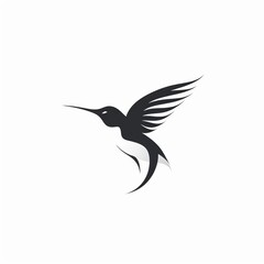 illustration of modern minimalist logo of a hummingbirds black vector, Generative ai