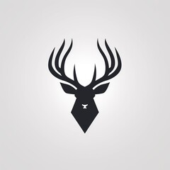 illustration of modern minimalist logo of deer vector on white, Generative ai
