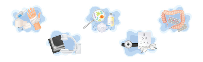 Medical Supplies and Internal Organs Vector Composition Set