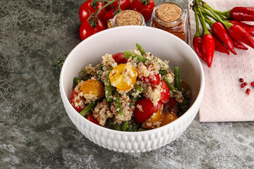 Vegan boiled quinoa with vegetables