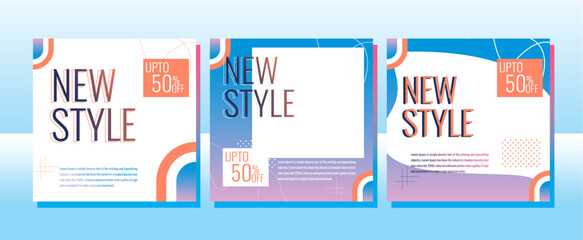 Obraz premium collection of social media banner templates with geometric background blue, pink, modern background. business. collection of sale discount layout backgrounds. trendy vector